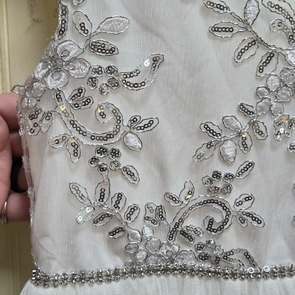 Speechless Kids Dress Girls 7 White Sequin Tulle Hi Low Formal Party Wedding